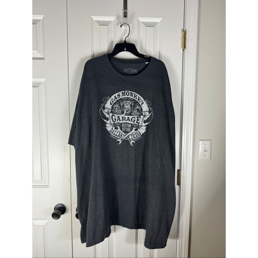 Gas Monkey Garage Blood Sweat and Beers Graphic T Shirt Charcoal Gray 5 XLT